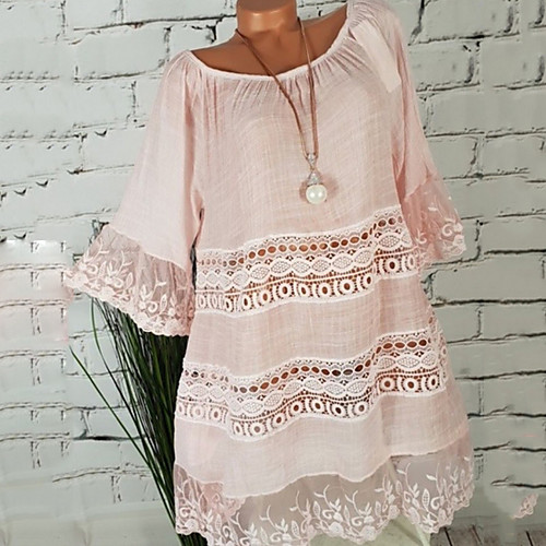 

Women's A-Line Dress Knee Length Dress - 3/4 Length Sleeve Print Summer Casual 2020 Blue Yellow Blushing Pink Beige S M L XL XXL XXXL XXXXL XXXXXL