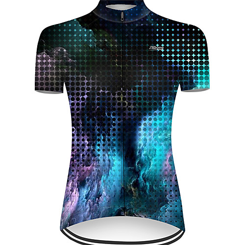 

21Grams Women's Short Sleeve Cycling Jersey Nylon Polyester Black / Blue Polka Dot 3D Gradient Bike Jersey Top Mountain Bike MTB Road Bike Cycling Breathable Quick Dry Ultraviolet Resistant Sports