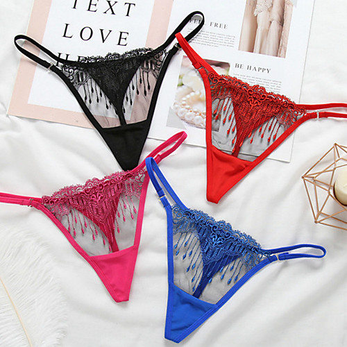 

Women's Lace / Basic G-strings & Thongs Panties - Normal Low Waist White Black Blue One-Size