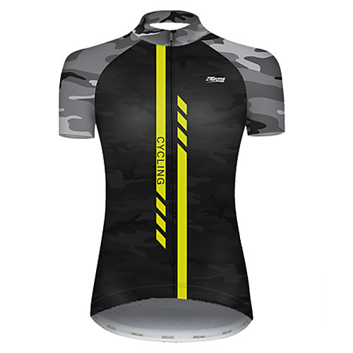 

21Grams Women's Short Sleeve Cycling Jersey Nylon Polyester Black / Yellow Stripes Patchwork Camo / Camouflage Bike Jersey Top Mountain Bike MTB Road Bike Cycling Breathable Quick Dry Ultraviolet