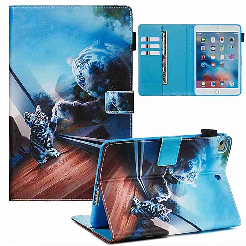 

Case For Apple iPad Mini 3/2/1 / iPad Mini 4 / iPad Mini 5 Wallet / Card Holder / with Stand Full Body Cases Mirror Cat PU Leather / TPU