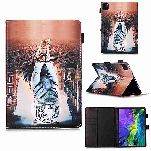 

Case For Apple iPad Pro 11''(2020) / iPad 2019 10.2 / Ipad air3 10.5' 2019 Wallet / Card Holder / with Stand Full Body Cases Cat and Tiger PU Leather / TPU for iPad Air / iPad Air2 / iPad (2018)