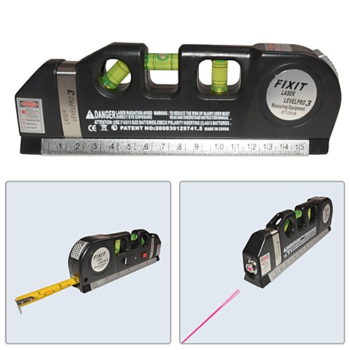 

LV-03 Laser Level Horizon Vertical Measure 8FT Aligner Standard and Metric Ruler Multipurpose Measure Level Laser