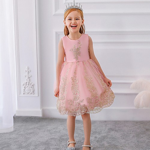 

Princess Knee Length Flower Girl Dresses Party Tulle Sleeveless Jewel Neck with Bow(s)