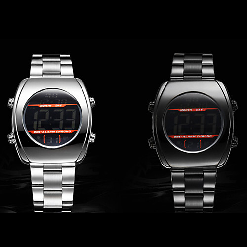 

Men's Digital Watch Digital Stainless Steel 30 m Water Resistant / Waterproof Calendar / date / day Alarm Clock Digital Fashion Cool - Black Silver One Year Battery Life