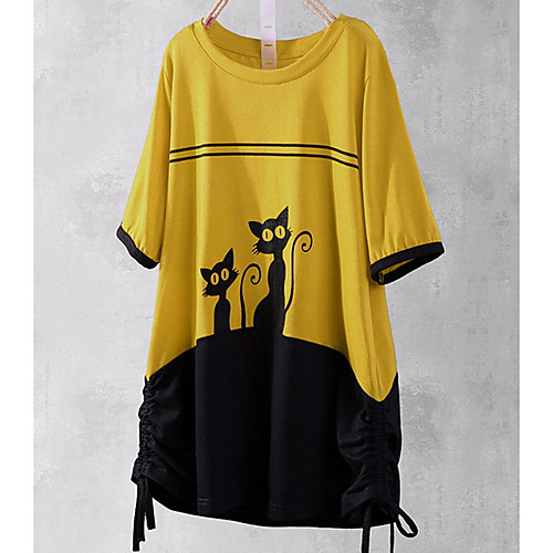 

Women's Color Block T-shirt Daily Yellow / Orange