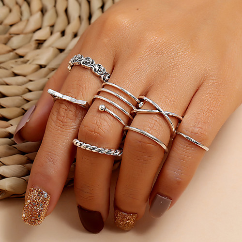 

Women's Ring 7pcs Silver Alloy Irregular Simple Classic Vintage Birthday Gift Jewelry Classic Roses