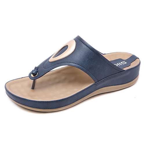 

Women's Sandals Summer Wedge Heel Open Toe Daily PU Almond / Blue
