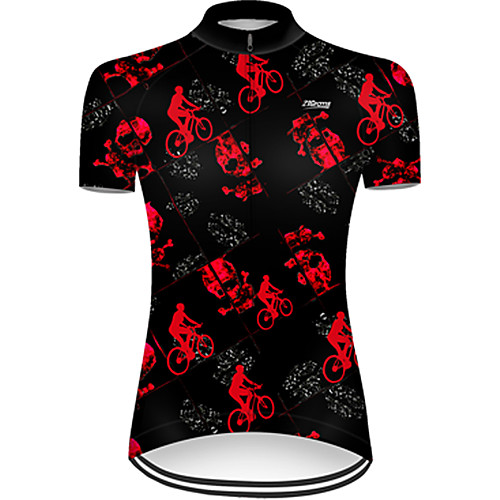 

21Grams Women's Short Sleeve Cycling Jersey Nylon Polyester Black / Red Skull Funny Bike Jersey Top Mountain Bike MTB Road Bike Cycling Breathable Quick Dry Ultraviolet Resistant Sports Clothing