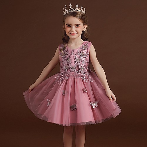 

Princess / Ball Gown Floor Length Wedding / Party Flower Girl Dresses - Satin / Tulle Sleeveless Jewel Neck with Bow(s) / Appliques