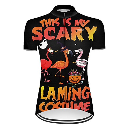 

21Grams Women's Short Sleeve Cycling Jersey Summer Nylon Polyester Black / Orange Flamingo Gradient Animal Bike Jersey Top Mountain Bike MTB Road Bike Cycling Ultraviolet Resistant Quick Dry
