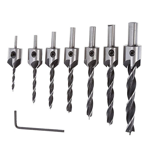 

8pcs 3-10mm Three sharp woodworking Countersunk head drilling / reaming drill / chamfering / Directional Drilling / HSS drills