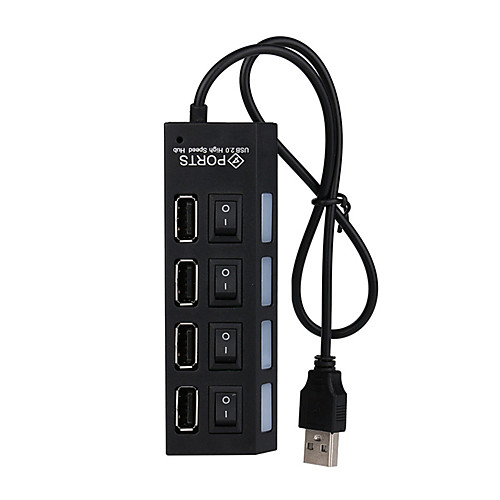

4 Port USB HUBS USB 2.0 Hub On/Off Switches DC Power Adapter Cable for PC Laptop