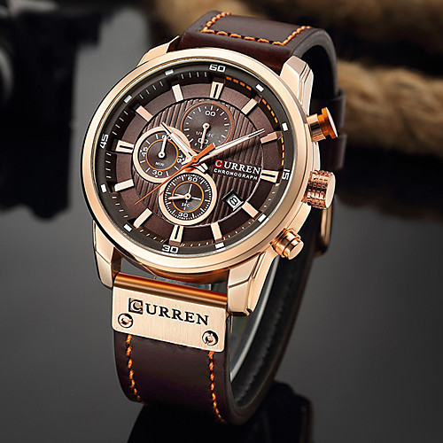 

CURREN Men's Sport Watch Quartz Formal Style PU Leather 30 m Water Resistant / Waterproof Altimeter Calendar / date / day Analog Classic Big Face - WhiteSky Blue Black Blue