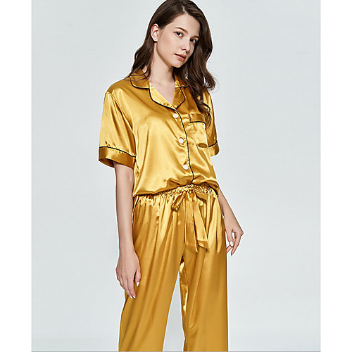 

Women's Shirt Collar Suits Pajamas Solid Colored
