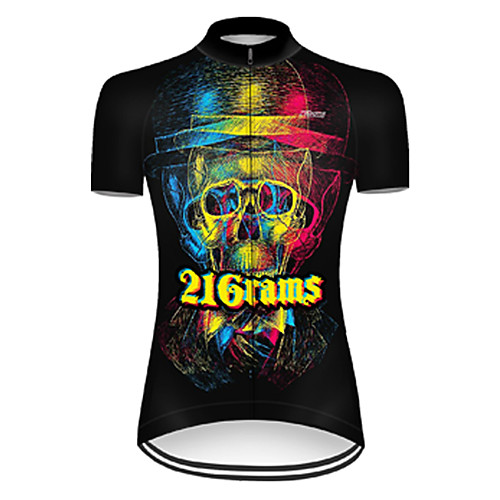 

21Grams Women's Short Sleeve Cycling Jersey Nylon Polyester Black / Yellow 3D Gradient Skull Bike Jersey Top Mountain Bike MTB Road Bike Cycling Breathable Quick Dry Ultraviolet Resistant Sports