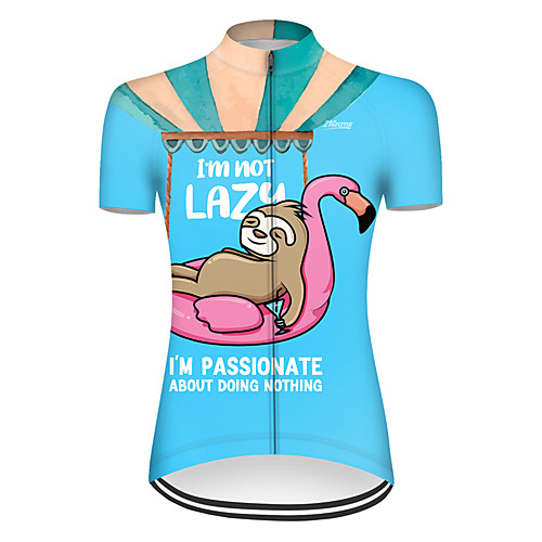 

21Grams Women's Short Sleeve Cycling Jersey Summer Nylon Polyester RedBlue Flamingo Sloth Animal Bike Jersey Top Mountain Bike MTB Road Bike Cycling Ultraviolet Resistant Quick Dry Breathable Sports