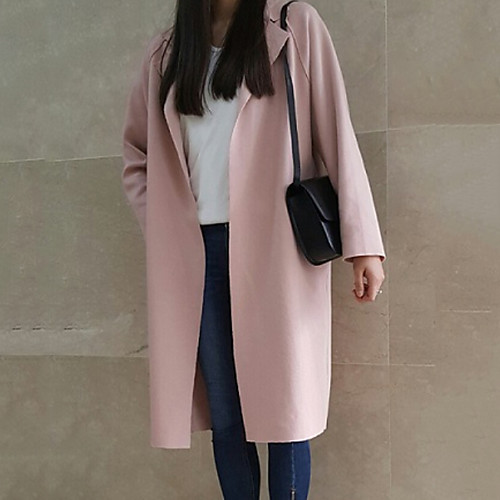 

Women's Coat Daily Regular Solid Colored Blushing Pink / Gray / Light Blue M / L / XL