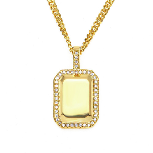 

Men's Pendant Necklace Chain Necklace Punk European Rock Fashion Zircon Copper Gold Silver 24 cm Necklace Jewelry For Sport Street Birthday Party Beach