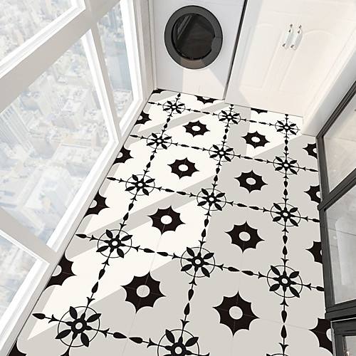 

PVC antiskid twill black and white series floor stickers for bathroom bedroom living room DIY floor stickers 4Pcs 3030cm