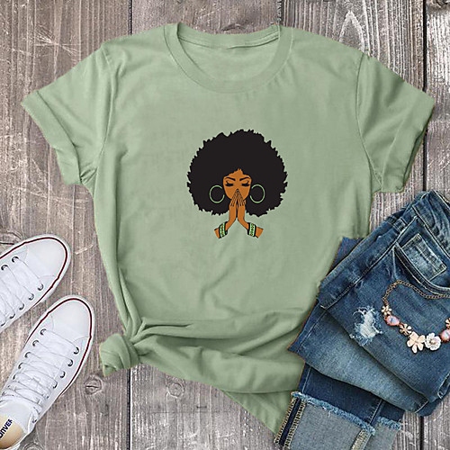 

Women's T shirt Graphic Prints Print Round Neck Basic Tops 100% Cotton White Red Yellow