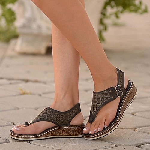 

Women's Sandals Wedge Heel Open Toe Daily PU Summer White Black Blue