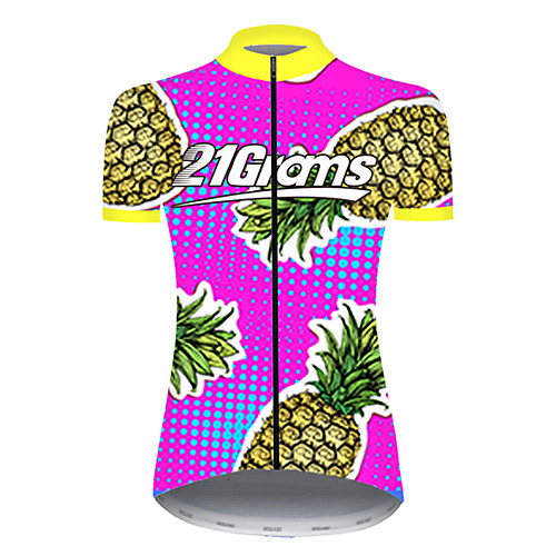 

21Grams Women's Short Sleeve Cycling Jersey Summer Nylon Polyester Red / Yellow Pineapple Fruit Bike Jersey Top Mountain Bike MTB Road Bike Cycling Ultraviolet Resistant Quick Dry Breathable Sports