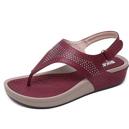 

Women's Sandals Summer Wedge Heel Open Toe Daily PU Almond / Black / Red