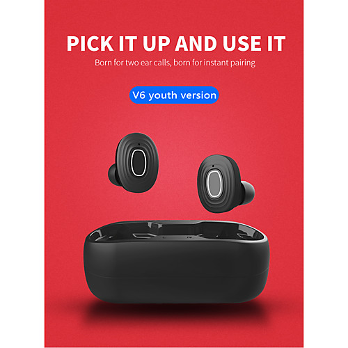 

LITBest V6 TWS True Wireless Earbuds Wireless Bluetooth 5.0 Stereo Dual Drivers with Charging Box Waterproof IPX4 Auto Pairing for Mobile Phone