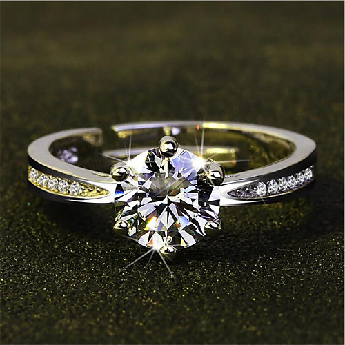 

Women's Ring Synthetic Tanzanite 1pc White Copper Gold Plated Imitation Diamond Round Stylish Gift Festival Jewelry Classic Flower