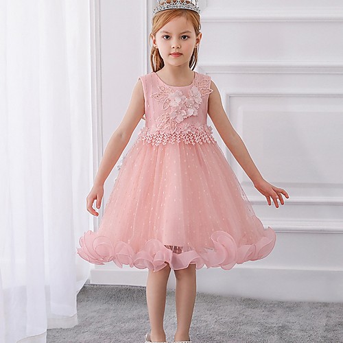 

Princess Knee Length Flower Girl Dresses Party Tulle Sleeveless Jewel Neck with Bow(s)