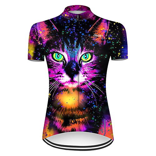 

21Grams Women's Short Sleeve Cycling Jersey Nylon Polyester Black / Red Cat Gradient Animal Bike Jersey Top Mountain Bike MTB Road Bike Cycling Breathable Quick Dry Ultraviolet Resistant Sports