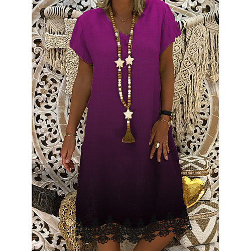 

Women's Shift Dress Knee Length Dress - Short Sleeves Color Gradient Summer Casual Daily 2020 Black M L XL XXL XXXL