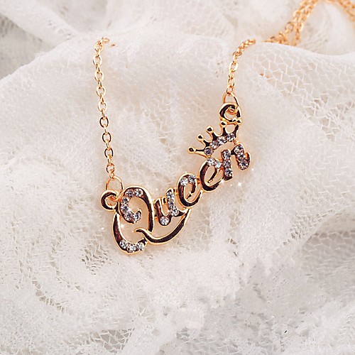 

Women's Pendant Necklace Letter Classic Chrome Imitation Diamond Gold Silver 425 cm Necklace Jewelry For