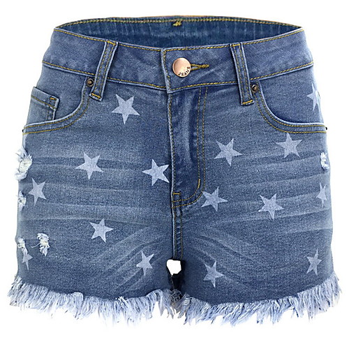 

Women's Basic Slim Denim Cotton Shorts Pants - Solid Colored Blue Light Blue S / M / L