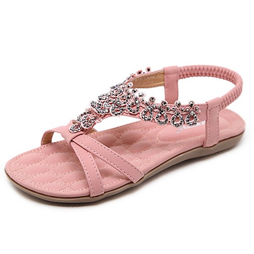 

Women's Sandals Summer Flat Heel Open Toe Daily PU Black / Pink / Beige