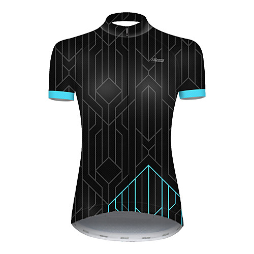 

21Grams Women's Short Sleeve Cycling Jersey Summer Nylon Polyester Black / Blue Plaid Checkered Patchwork Bike Jersey Top Mountain Bike MTB Road Bike Cycling Ultraviolet Resistant Quick Dry Breathable
