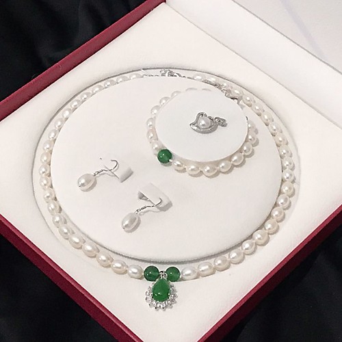 

Women's White Cubic Zirconia Jewelry Set Bridal Jewelry Sets Classic Heart Luxury Natural Vintage Freshwater Pearl Earrings Jewelry White For Party Evening Gift Formal Engagement Festival 1 set