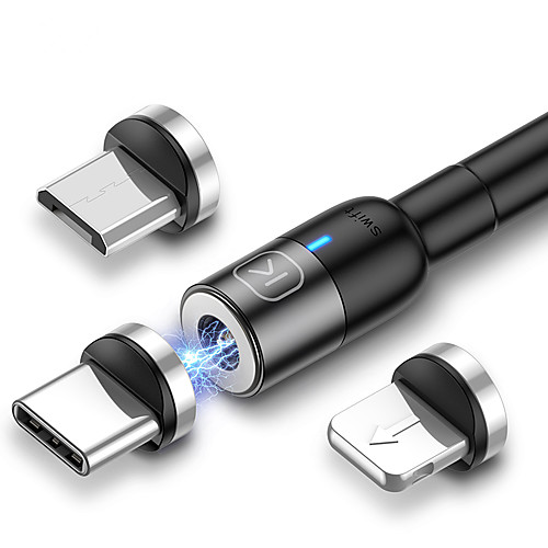 

Black 100CM 2.4A Magnetic Data Cable Type-c Micro LightningiPhone Three Interfaces
