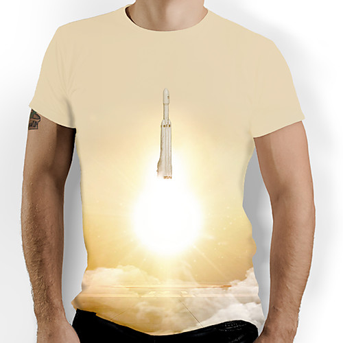 

Men's T shirt Shirt Graphic Short Sleeve Daily Tops Basic Elegant Round Neck White