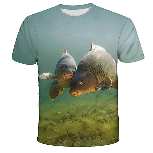 

Men's T shirt Shirt Graphic Animal Print Short Sleeve Daily Tops Streetwear Exaggerated Round Neck Rainbow