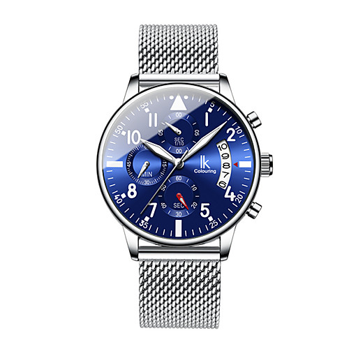 

Men's Mechanical Watch Quartz Stainless Steel Water Resistant / Waterproof Analog Minimalist Big Face - Black / Silver SilverBlue