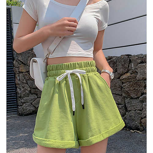 

Women's Basic Shorts Pants Solid Colored Black Green Gray