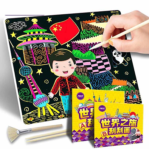 

Drawing Toy Scratch Art Set Magic Scratch Paper Cartoon City Pure Paper Painting Creative Kid's Boys and Girls for Birthday Gifts or Party Favors