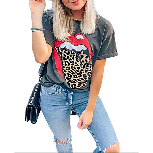 

Women's Geometric T-shirt Daily Going out White / Black / Gray