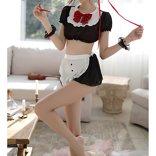 

Women's Lace Backless Cut Out Suits Nightwear Jacquard Solid Colored Black One-Size