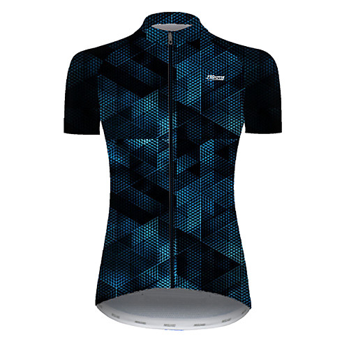 

21Grams Women's Short Sleeve Cycling Jersey Summer Nylon Polyester Black / Blue Plaid Checkered Gradient 3D Bike Jersey Top Mountain Bike MTB Road Bike Cycling Ultraviolet Resistant Quick Dry