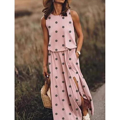 

Women's Sheath Dress Maxi long Dress - Sleeveless Floral Summer Elegant 2020 Red Yellow Blushing Pink S M L XL