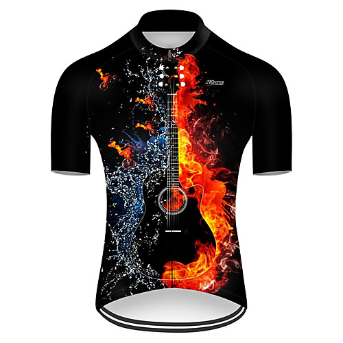 

21Grams Men's Short Sleeve Cycling Jersey Summer Nylon Polyester Black / Red Gradient 3D Funny Bike Jersey Top Mountain Bike MTB Road Bike Cycling Ultraviolet Resistant Quick Dry Breathable Sports