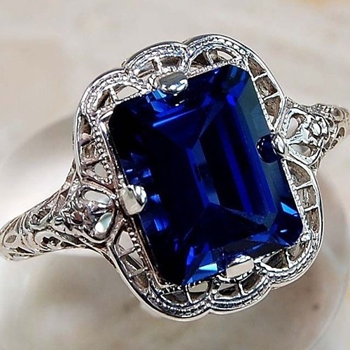 

Women's Ring AAA Cubic Zirconia Blue Purple Copper Stylish Festival Jewelry 3D